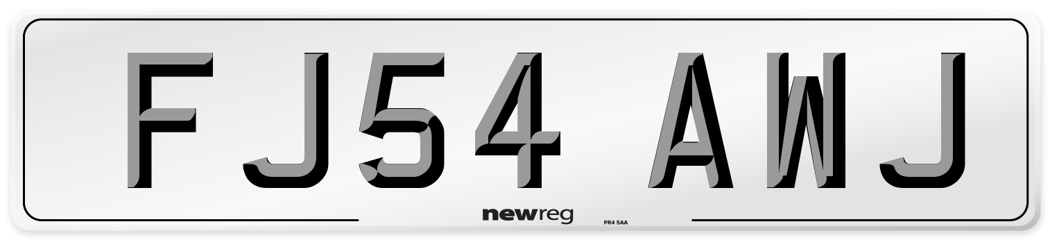 FJ54 AWJ Number Plate from New Reg